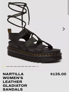 Dr. Martens Black Leather Lace-Up Gladiator Platform Sandals